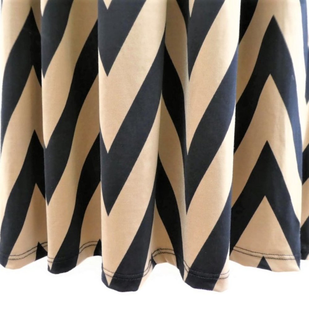 Francesca's Black Beige Chevron Maxi Dress Smocked Bodice Strapless Bird Cage - Picture 4 of 8